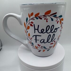 Hello Fall Coffee Mug – Autumn Leaves Print – Microwave & Dishwasher Safe